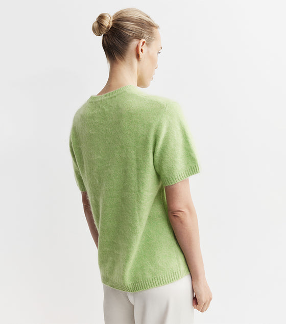 Brushed Cashmere Tee - Green Melange