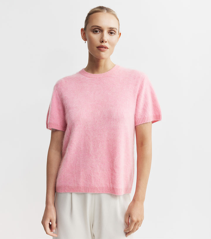 Brushed Cashmere Tee - Pink Marle