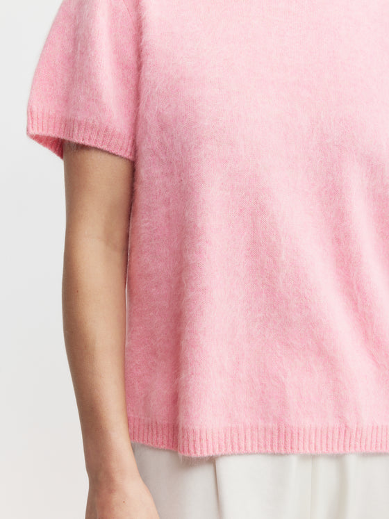 Brushed Cashmere Tee - Pink Marle