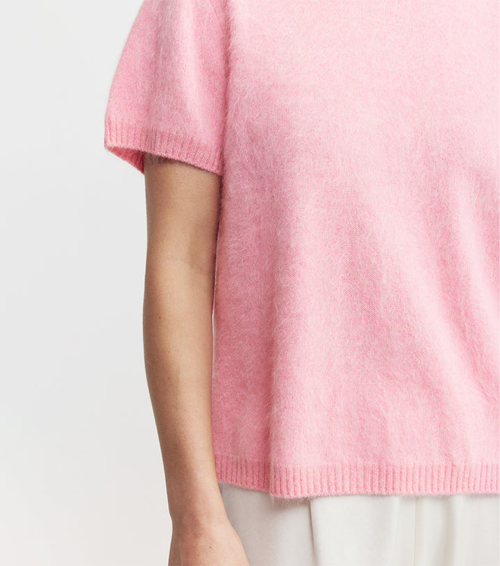 Brushed Cashmere Tee - Pink Marle