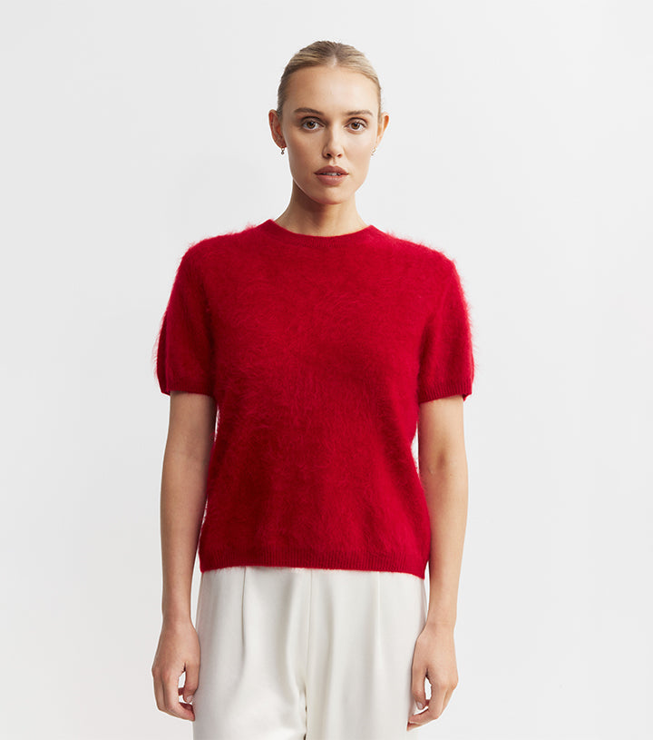 Brushed Cashmere Tee - Red