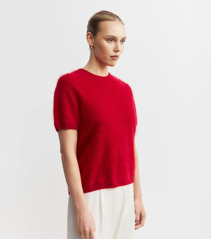 Brushed Cashmere Tee - Red