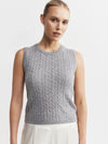 Cashmere Cable Tank - Dark Grey Melange