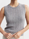 Cashmere Cable Tank - Dark Grey Melange