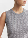 Cashmere Cable Tank - Dark Grey Melange