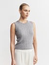 Cashmere Cable Tank - Dark Grey Melange