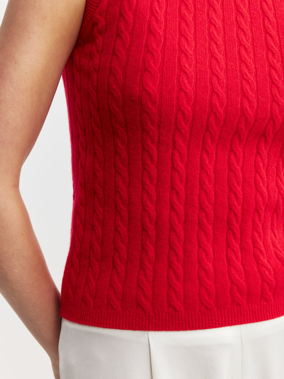 Cashmere Cable Tank - Red