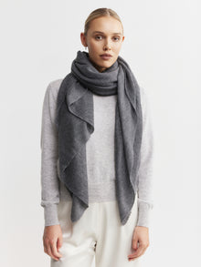  Cashmere Fine Diagonal Wrap - Dark Grey Melange