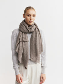  Cashmere Fine Diagonal Wrap - Walnut