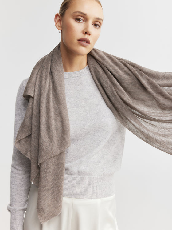 Cashmere Fine Diagonal Wrap - Walnut