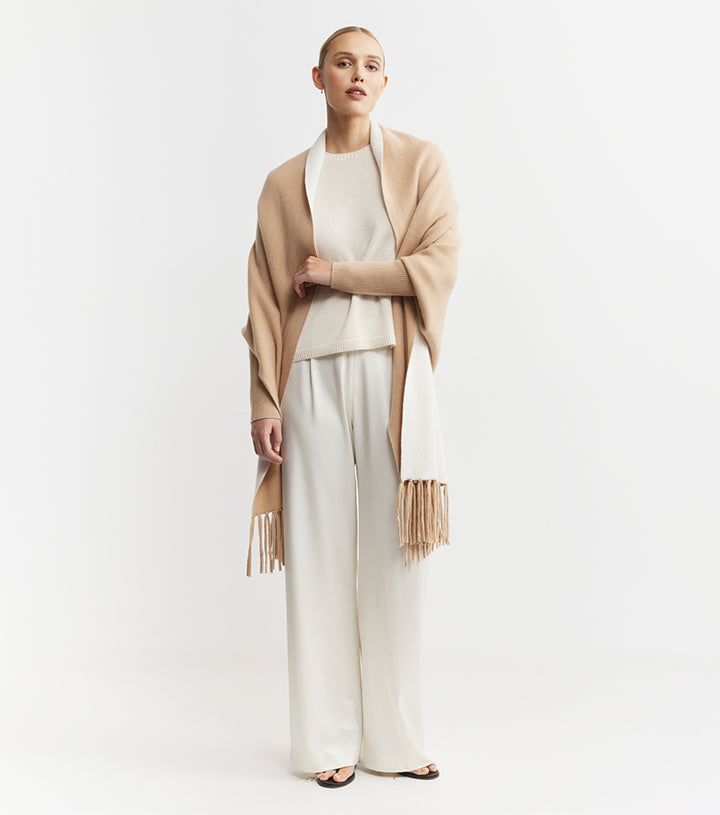 Cashmere Double Sided Jacket - Camel/Cream