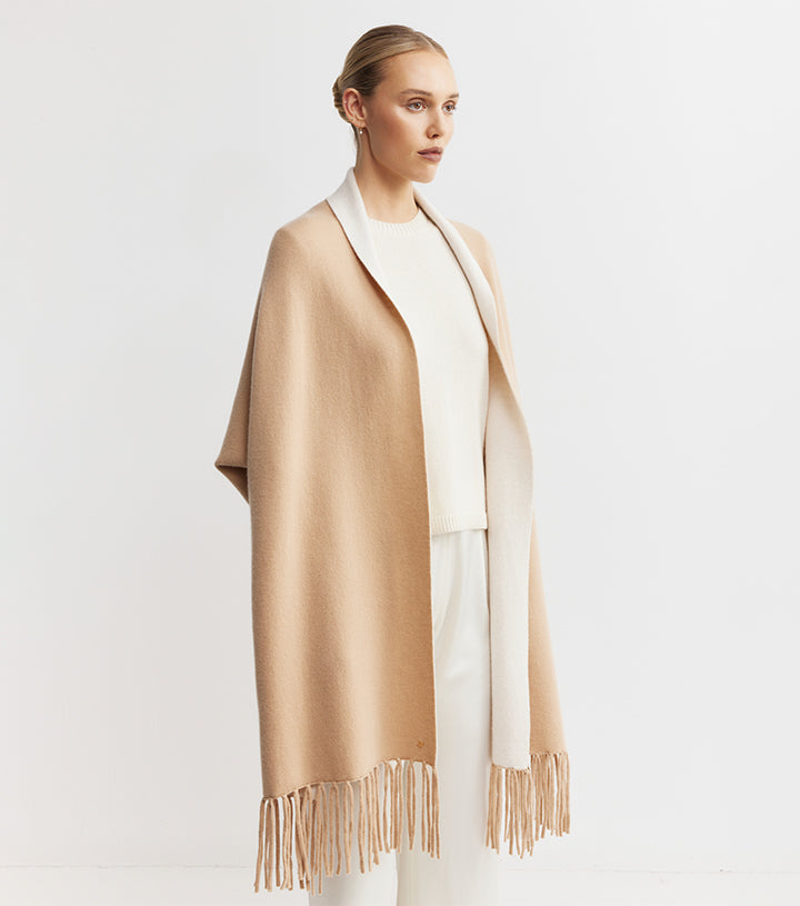 Cashmere Double Sided Jacket - Camel/Cream