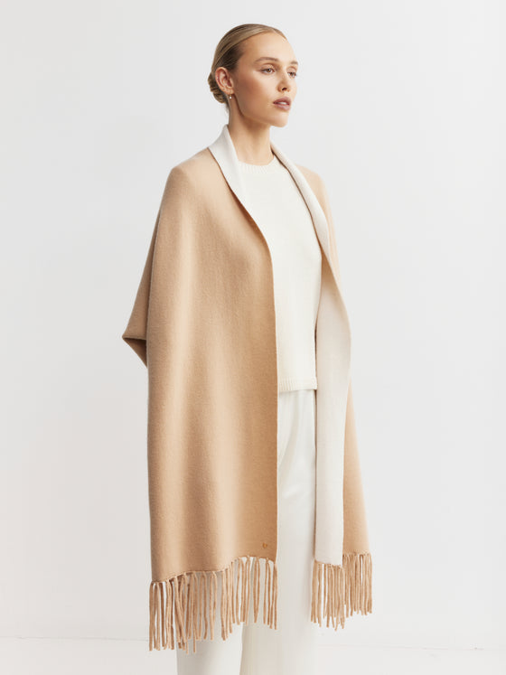 Cashmere Double Sided Jacket - Camel/Cream