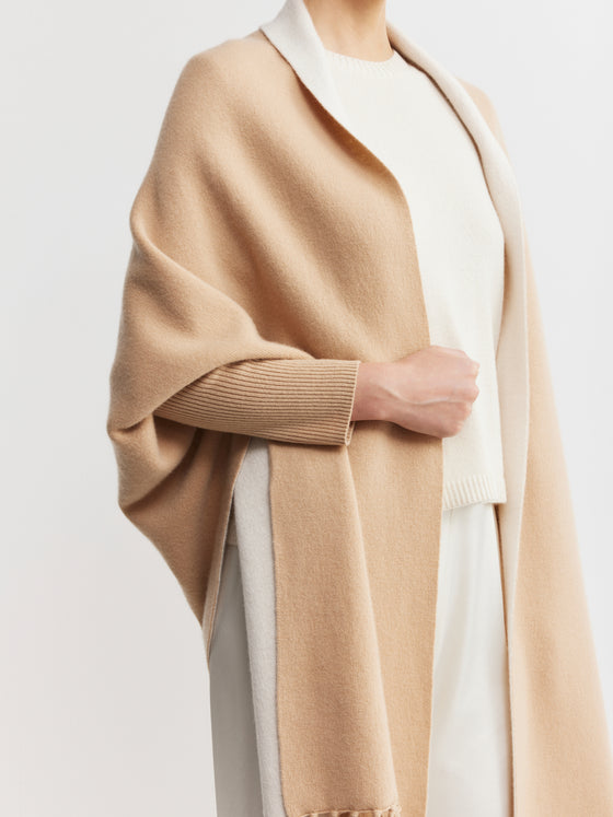 Cashmere Double Sided Jacket - Camel/Cream