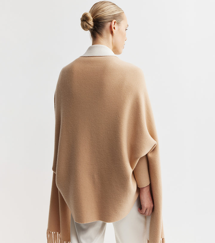 Cashmere Double Sided Jacket - Camel/Cream