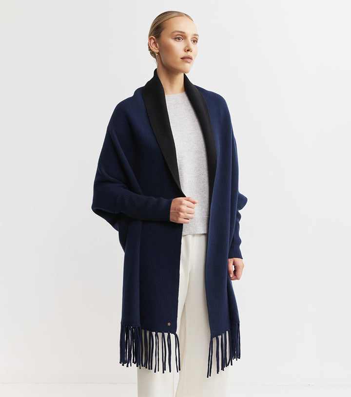 Cashmere Double Sided Jacket - Navy/Black