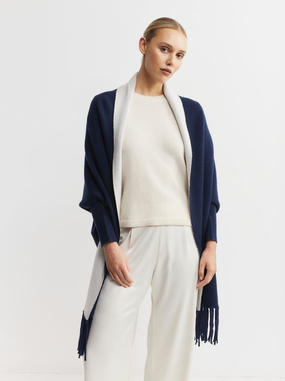 Cashmere Double Sided Jacket - Navy/Cream