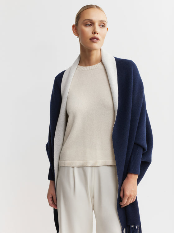 Cashmere Double Sided Jacket - Navy/Cream