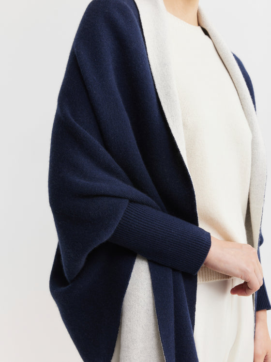 Cashmere Double Sided Jacket - Navy/Cream