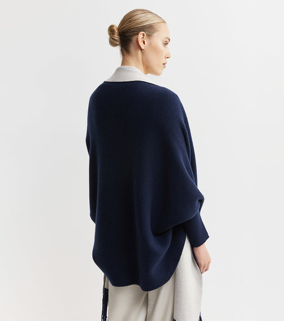 Cashmere Double Sided Jacket - Navy/Cream