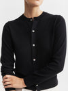 Essential Cashmere Crew Cardigan - Black