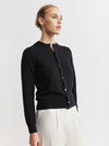 Essential Cashmere Crew Cardigan - Black