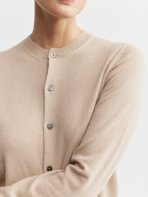 Essential Cashmere Crew Cardigan - Camel