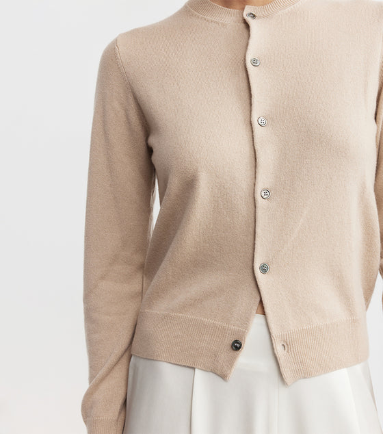 Essential Cashmere Crew Cardigan - Camel