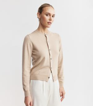 Essential Cashmere Crew Cardigan - Camel