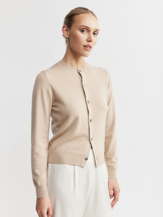 Essential Cashmere Crew Cardigan - Camel