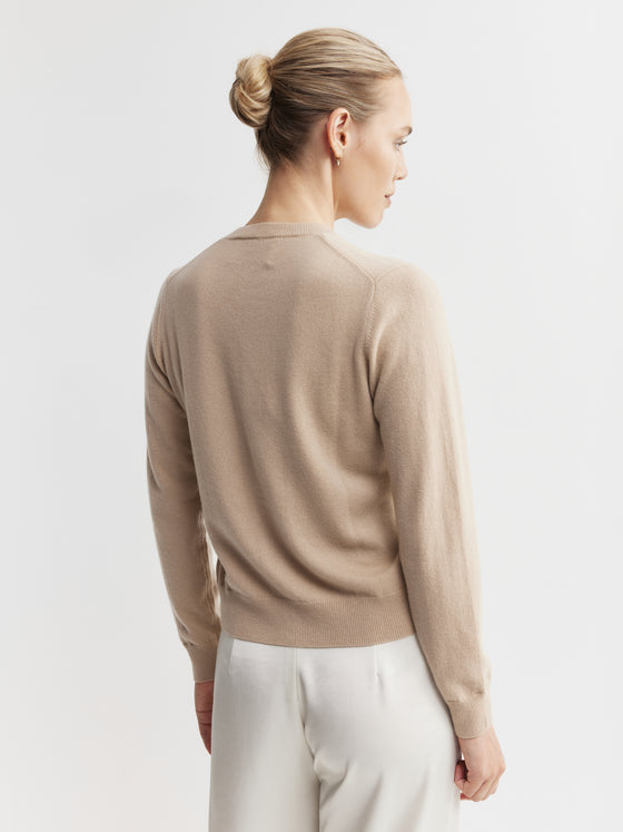 Essential Cashmere Crew Cardigan - Camel