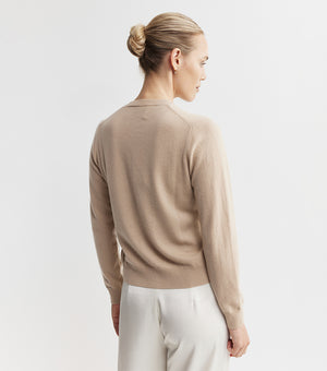 Essential Cashmere Crew Cardigan - Camel