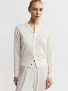  Essential Cashmere Crew Cardigan - Cream