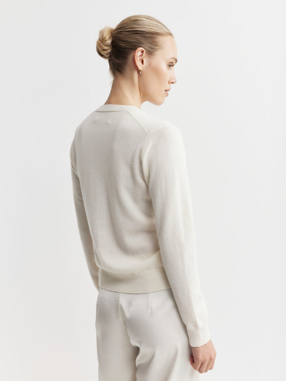 Essential Cashmere Crew Cardigan - Cream