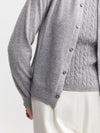 Essential Cashmere Crew Cardigan - Dark Grey Melange