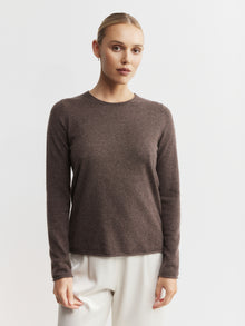  Essential Cashmere Crew Sweater - Brown Melange