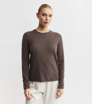 Essential Cashmere Crew Sweater - Brown Melange