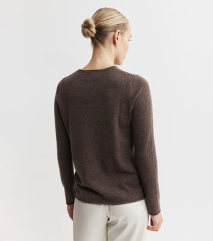 Essential Cashmere Crew Sweater - Brown Melange