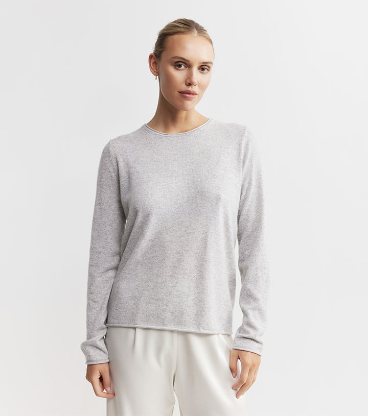 Essential Cashmere Crew Sweater - Grey Melange