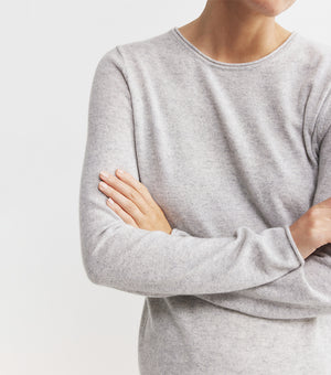 Essential Cashmere Crew Sweater - Grey Melange