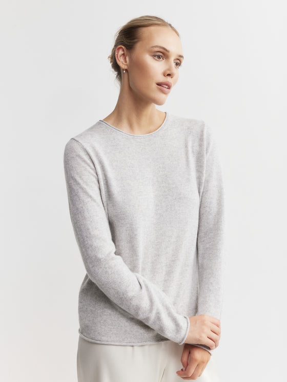 Essential Cashmere Crew Sweater - Grey Melange