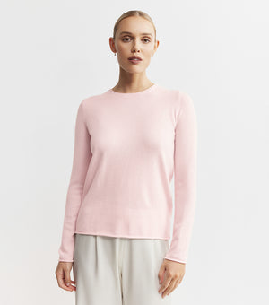 Essential Cashmere Crew Sweater - Powder Pink