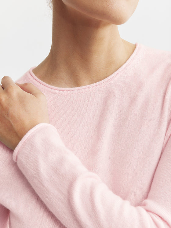 Essential Cashmere Crew Sweater - Powder Pink