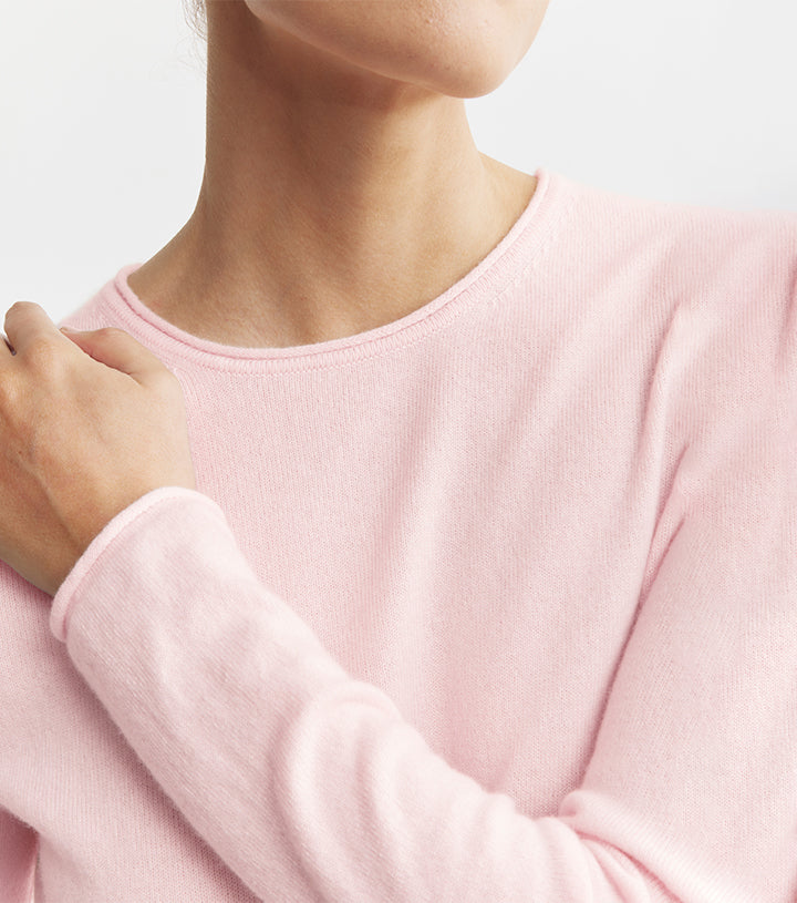 Essential Cashmere Crew Sweater - Powder Pink