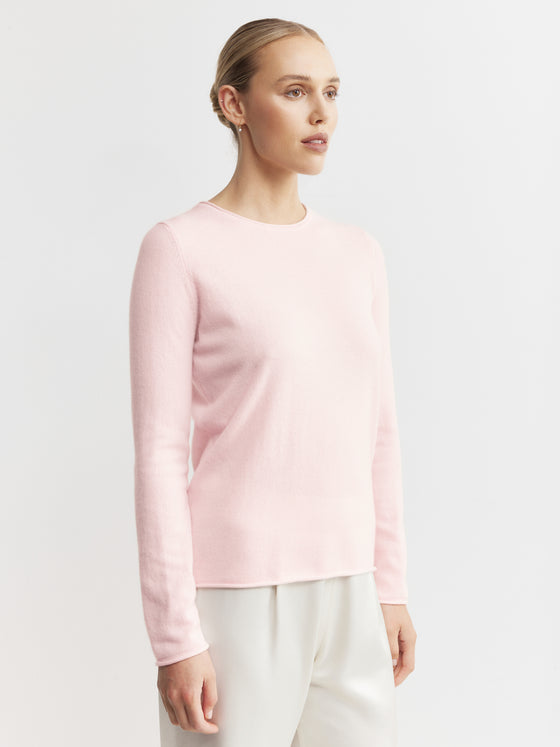 Essential Cashmere Crew Sweater - Powder Pink