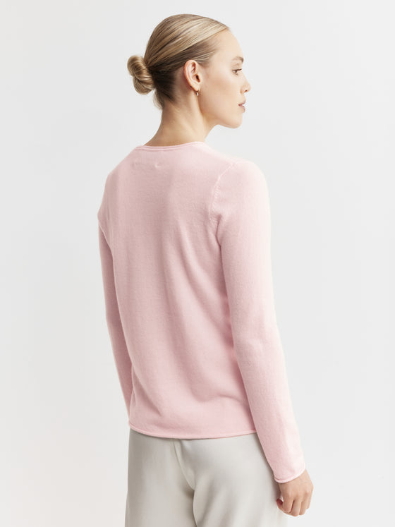 Essential Cashmere Crew Sweater - Powder Pink