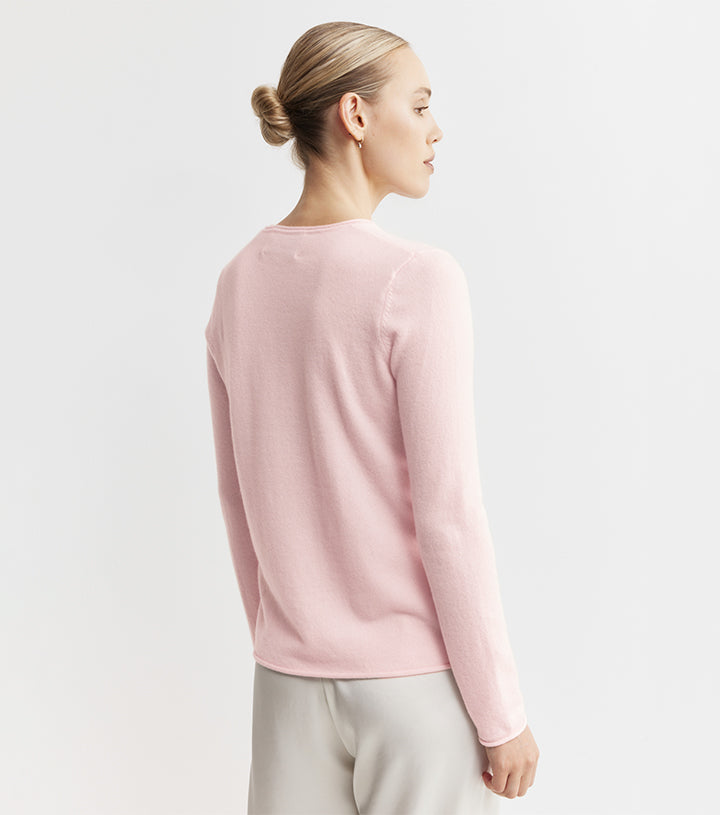 Essential Cashmere Crew Sweater - Powder Pink