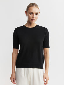  Essential Cashmere Crew Tee - Black