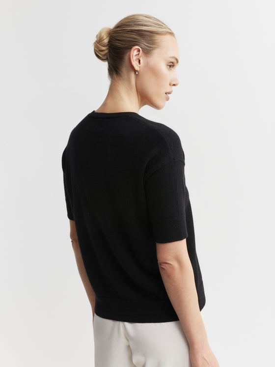 Essential Cashmere Crew Tee - Black