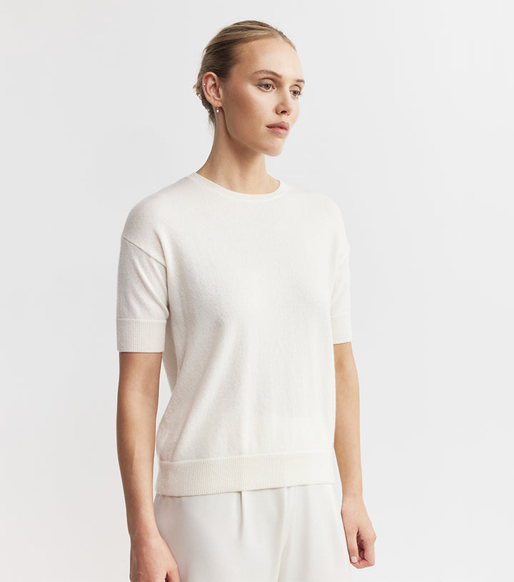 Essential Cashmere Crew Tee - Cream